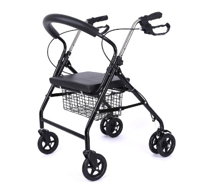 Déambulateur Noir a 4 roues avec assise