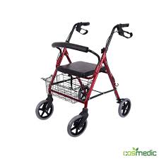 Déambulateur Rouge a 4 roues avec assise