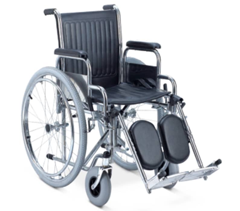 Chaise roulante en inox avec repose moulée et accoudoir amovible