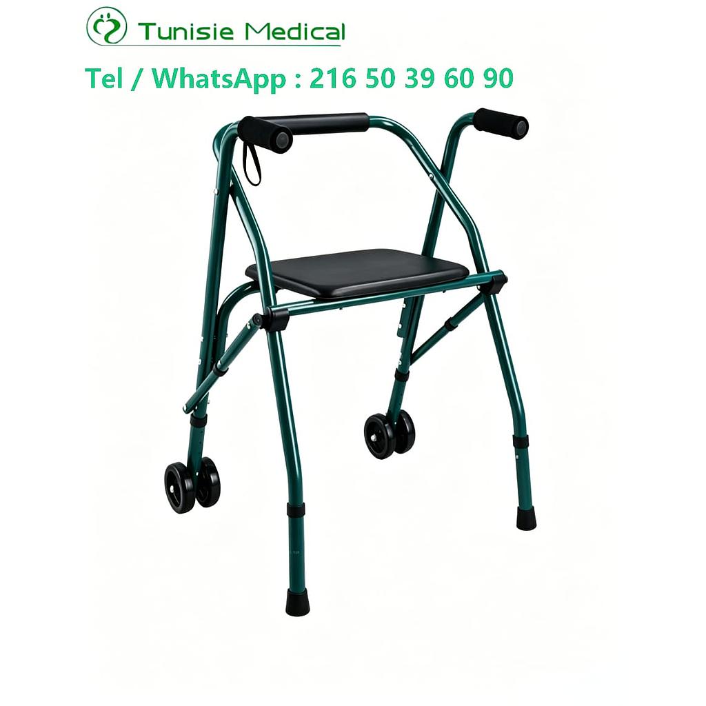 Déambulateur a 2 roues avec assise